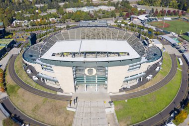 11 Ekim 2018 - Eugene, Oregon, ABD: Autzen bir açık futbol stadyumu kuzeybatı Amerika Birleşik Devletleri'nde, Eugene, Oregon stadyumdur. Oregon Üniversitesi Kampüsü kuzeyinde yer, Oregon Ducks ev alanının olup