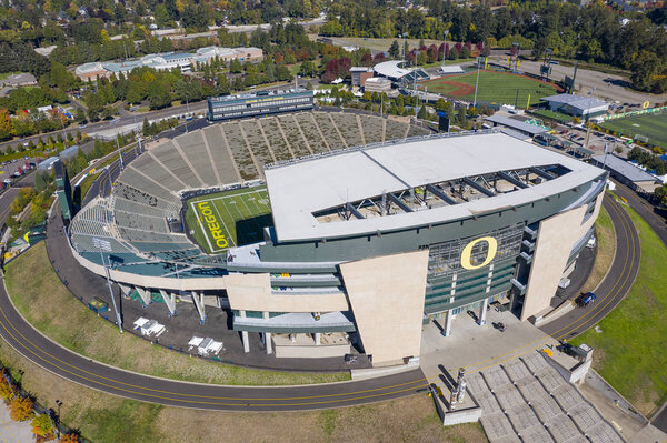 October 11, 2018 - Eugene, Oregon, USA: Autzen Stadium is an outdoor football stadium in the northwest United States, in Eugene, Oregon. Located north of the University of Oregon campus, it is the home field of the Oregon Ducks