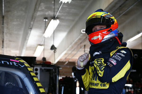 November 02, 2018 - Ft. Worth, Texas, USA: John Hunter Nemechek (42) hangs out in the garage during practice for the O'Reilly Auto Parts Challenge at Texas Motor Speedway in Ft. Worth, Texas.