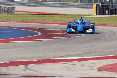 Felix Rosenqvist (10) İsveç uygulamaları sırasında döner devre Of Americas Austin, Teksas, IndyCar bahar Test için geçer.