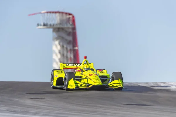 Саймон Pagenaud Франції Проходить Повороти Під Час Практики Indycar Почерк — стокове фото