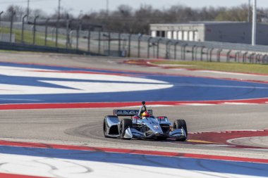 Santino Ferrucci (19) Amerika Birleşik Devletleri'nin uygulamaları sırasında döner devre Of Americas Austin, Teksas, IndyCar bahar Test için geçer.