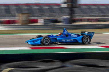 Felix Rosenqvist (10) İsveç uygulamaları sırasında döner devre Of Americas Austin, Teksas, IndyCar bahar Test için geçer.