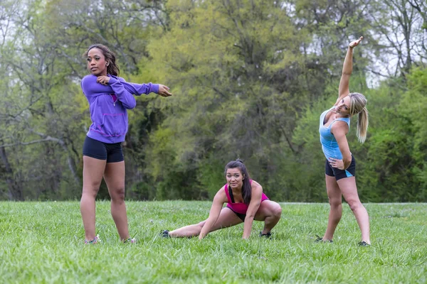 3 ragazze godendo il parco — Foto Stock