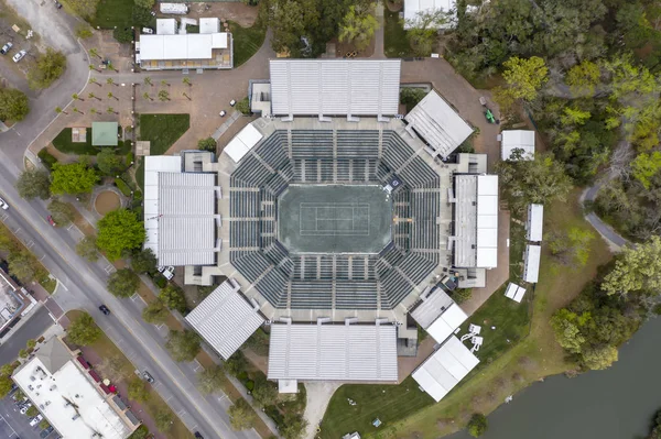 WTA: 16 de março vistas aéreas do estádio principal aberto do carro de Volvo — Fotografia de Stock