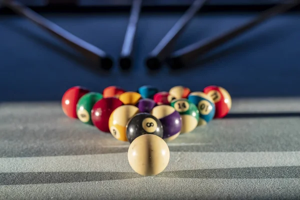 A Racked Up Triangle Of Billiard Balls Ready For A Game Of Pool