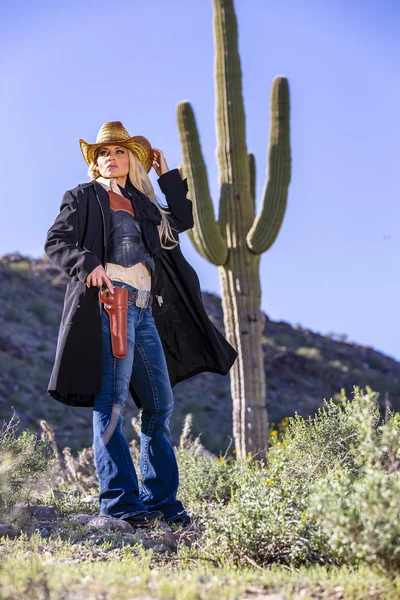 Blonde Cowgirl In The American Southwest Royalty Free Stock Photos