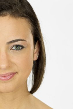 Lovely Uzun Saçlı Esmer Model Bir Stüdyo Ortamında Poz