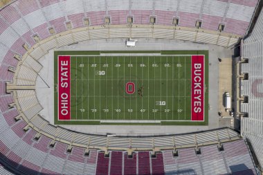 Ohio Eyalet Üniversitesi Kampüsü üzerinde Ohio Stadyumu havadan görünümleri
