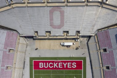 Ohio Eyalet Üniversitesi Kampüsü üzerinde Ohio Stadyumu havadan görünümleri