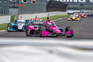 Lincoln, İngiltere 'den Jack HARVEY (60) Indianapolis, Indiana' daki Indianapolis Motor Yarış Pisti 'nde GMR Grand Prix için yarışırken virajlarda yarışıyor..