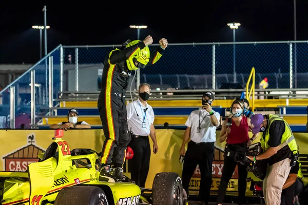 Tyłu Pola Simon Pagenaud Montmorillon Francja Wygrywa Iowa Indycar 250S — Zdjęcie stockowe