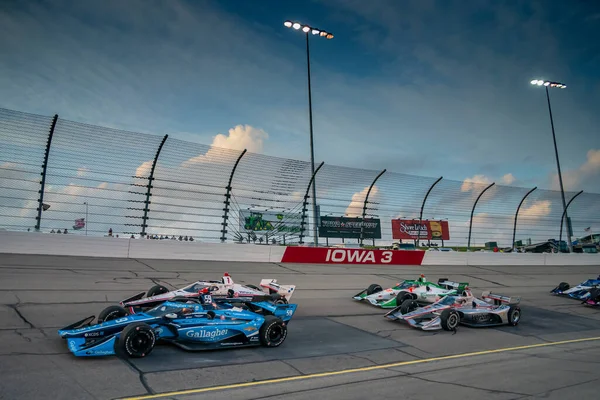 Bandera Verde Cae Iowa Indycar 250S Iowa Speedway Newton Iowa — Foto de Stock