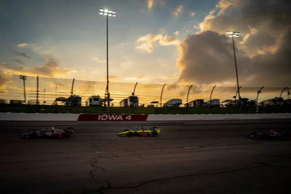 Santino Ferrucci Usa Tävlar Genom Svängarna Loppet För Iowa Indycar — Stockfoto