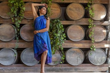 Muhteşem bir İspanyol esmer model ev ortamında poz veriyor.