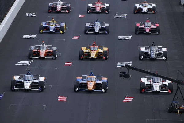 Bandera Verde Cae Indianapolis 500 Indianapolis Motor Speedway Indianapolis Indiana — Foto de Stock