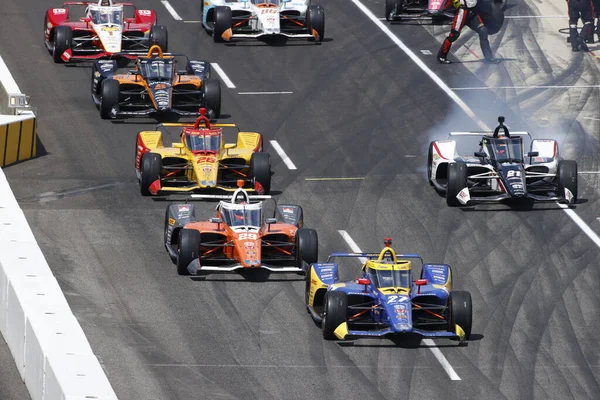 Ntt Indycar Series Teams Take Track Race Indianapolis 500 Indianapolis — Stock Photo, Image