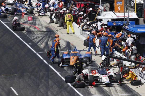 Team Ntt Indycar Series Scendono Pista Correre 500 Indianapolis Indianapolis — Foto Stock