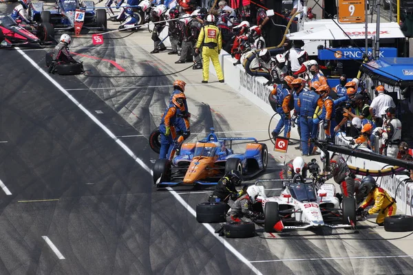 Team Ntt Indycar Series Scendono Pista Correre 500 Indianapolis Indianapolis — Foto Stock