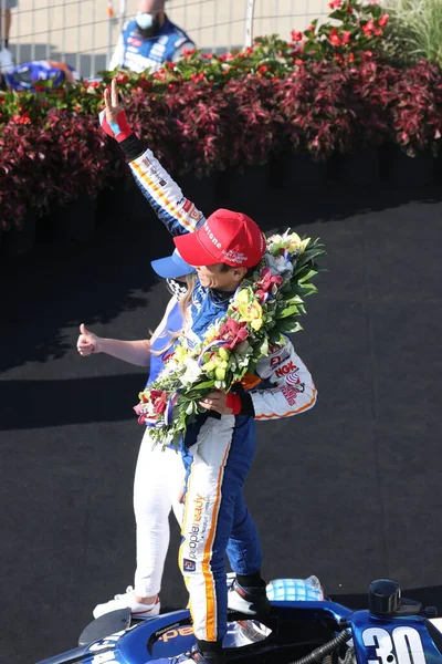 Takumo Sato Tokyo Japan Wins Indianapolis 500 Indianapolis Motor Speedway — стоковое фото