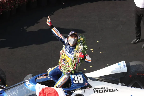 Takumo Sato Tokyo Japan Wins Indianapolis 500 Indianapolis Motor Speedway — стоковое фото