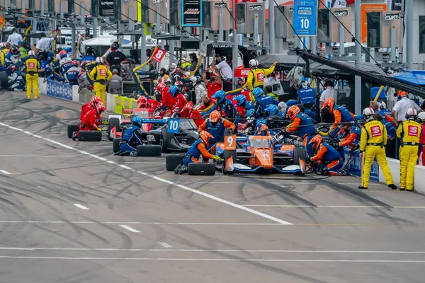 Los Compañeros Equipo Ganassi Traen Sus Coches Para Servicio Durante — Foto de Stock