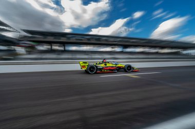 ABD 'li SANTINO FERRUCCI (18) Indianapolis, Indiana' daki Indianapolis Motor Yarış Pisti 'nde Hasat GP uygulaması.