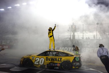 NASCAR Cup Series driver, CHRISTOPHER BELL (20) of Norman, OK, wins the Bass Pro Shops Night Race at Bristol Motor Speedway in Bristol, TN. 