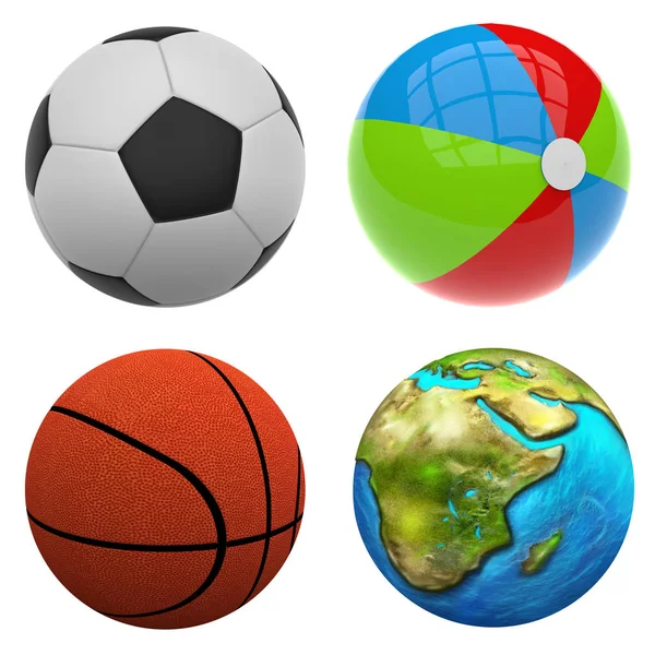 3D-s kép. Különböző labdák. — Stock Fotó