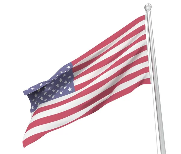 Flagge Der Usa Renderbild Auf Weißem Hintergrund — Stockfoto