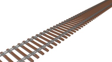 3D Resim, 3d render. 3D görüntü. Raylar, demiryolu, uyuyanlar. 