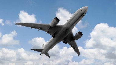 3D Resim, 3d render. 3D görüntü. Uçak, Havaalanı, Boeing. Hafif bir arka plan üzerinde.