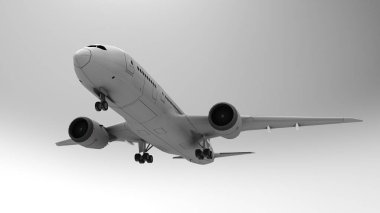 3D Resim, 3d render. 3D görüntü. Uçak, Havaalanı, Boeing. 