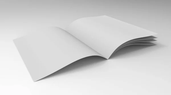 Papierbögen auf hellem Hintergrund. Weißbuch auf dem Tisch. 3D Illustration, 3D Renderer. — Stockfoto
