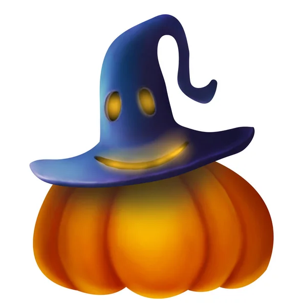 Dynia Kapeluszu Ilustracja Halloween Zabawny Kapelusz Dynia — Zdjęcie stockowe