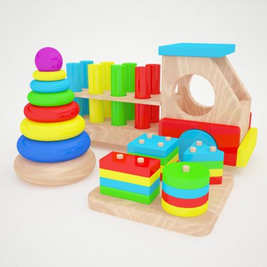 3D çizim, 3D çizim. Gelişim için çocuk oyuncakları.