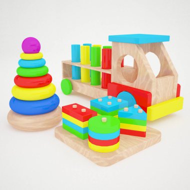 3D çizim, 3D çizim. Gelişim için çocuk oyuncakları.