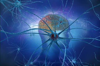 Bilim arka plan üzerinde beyin sinir hücreleri hücre