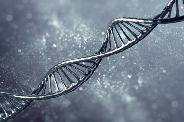 3d resimde tıbbi arka plan üzerinde DNA molekülleri.