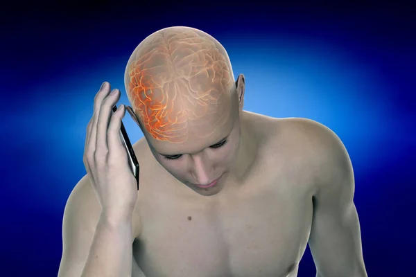 Illustration Impact Cellular Communication Brain — Stock Photo, Image