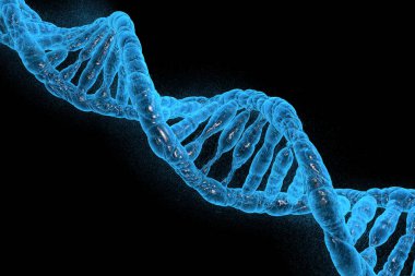 3d resimde tıbbi arka plan üzerinde DNA molekülleri.