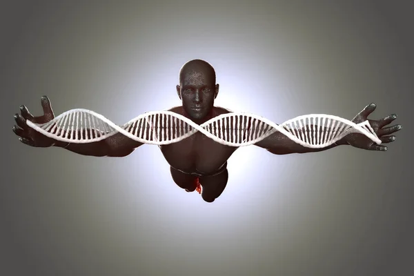 Dna Moleculen Man Kleurrijke Illustratie Stockafbeelding