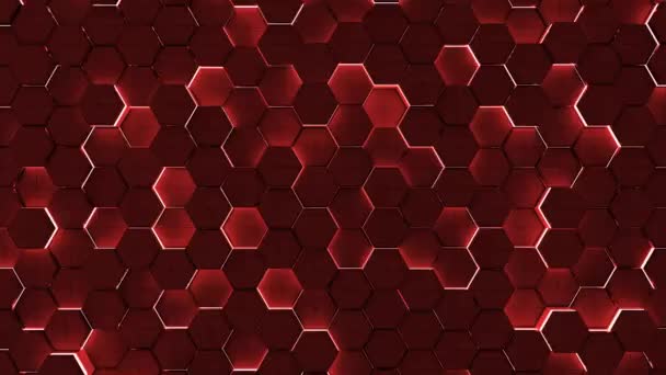 抽象六角形幾何学的サーフェス ループ 六角形のグリッドパターン テクノスタイルのランダムな振る動の背景キャンバス シームレスループ — ストック動画