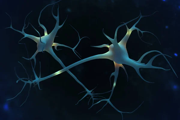 Illustration 3D neurones cellule cerveau sur fond de science . Images De Stock Libres De Droits