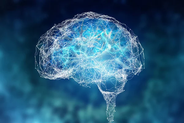 İnsan beyni ve yetenekleri. Kavramsal vizyon. 3d render