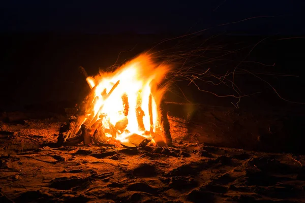 Night Fire Beach — Stock Photo, Image