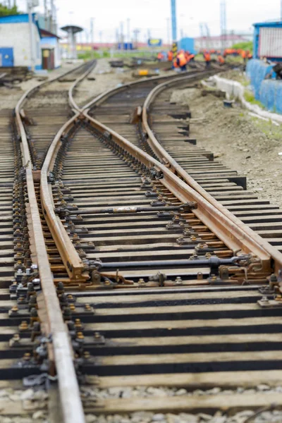 Construção da via férrea . — Fotografia de Stock