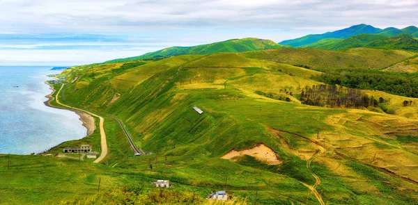 Byn Chekhov från fågelperspektiv. Sakhalin. — Stockfoto