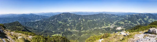 Vista Panorámica Desde Cima Montaña Hochlantsch Sobre Valle Hasta Montaña — Foto de Stock