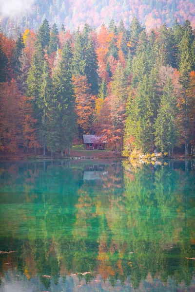 Vista Sobre Lago Laghi Fusine Perto Tarvisio Itália Uma Manhã — Fotografia de Stock